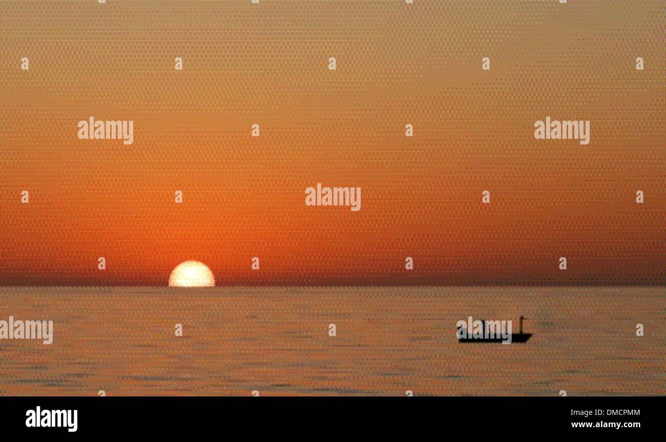 a sun setting concept illustraion Stock Vector
