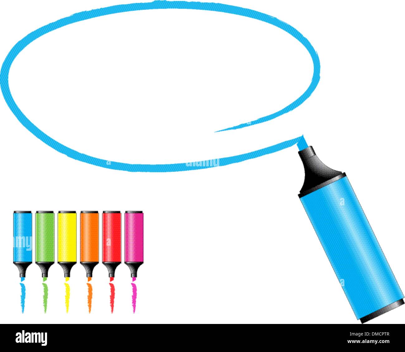 marker pens with a selected area Stock Vector
