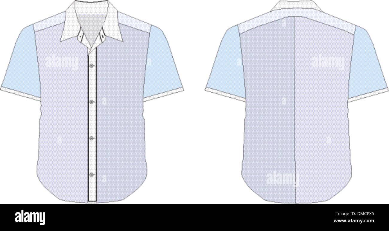 Collar Dress Shirt In Blue Color Tones Stock Vector