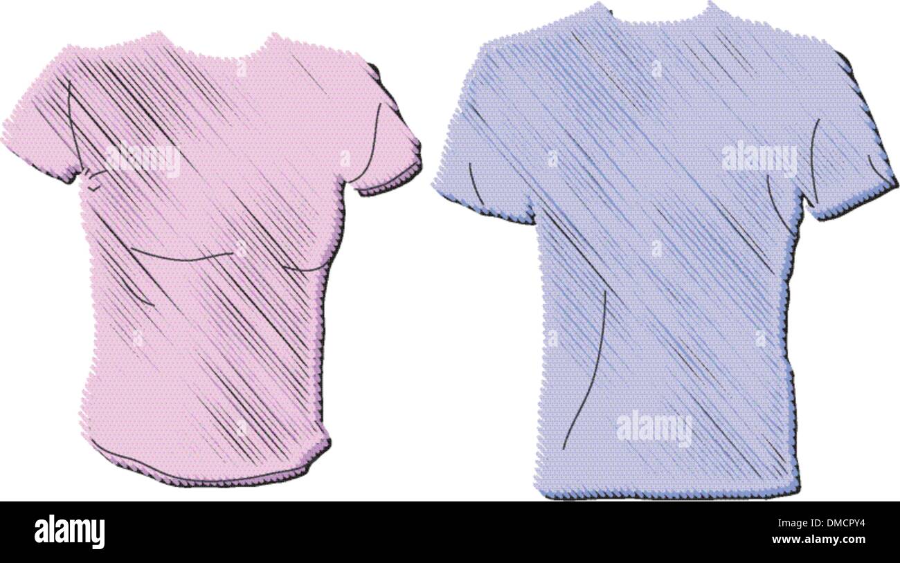 Men and Women's t-shirt design in pink and blue Stock Vector