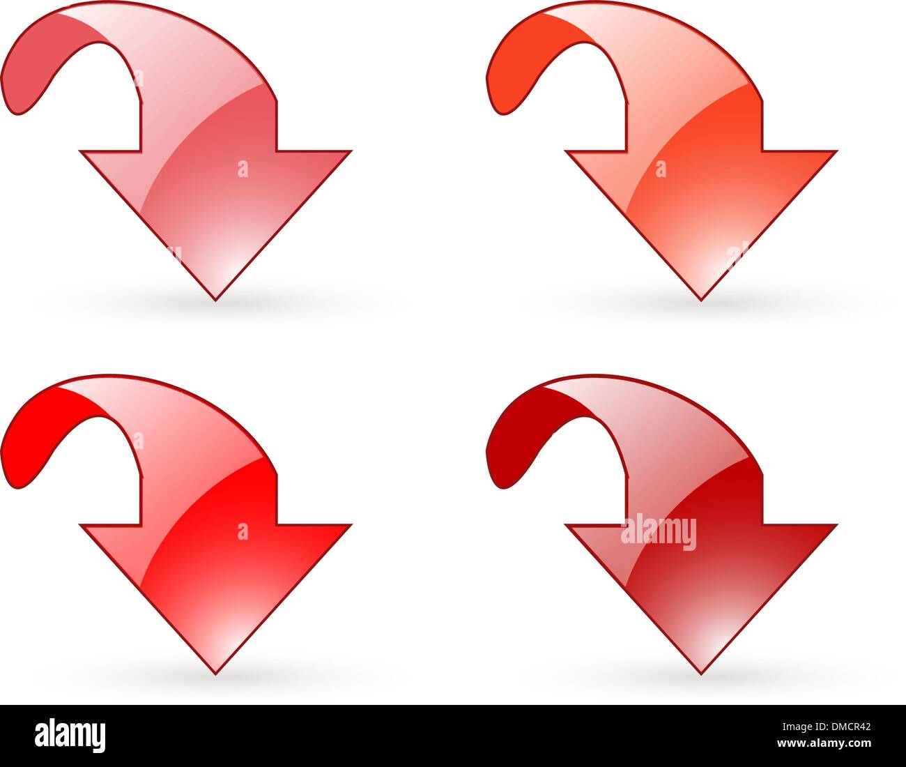 arrow download red button icons Stock Vector