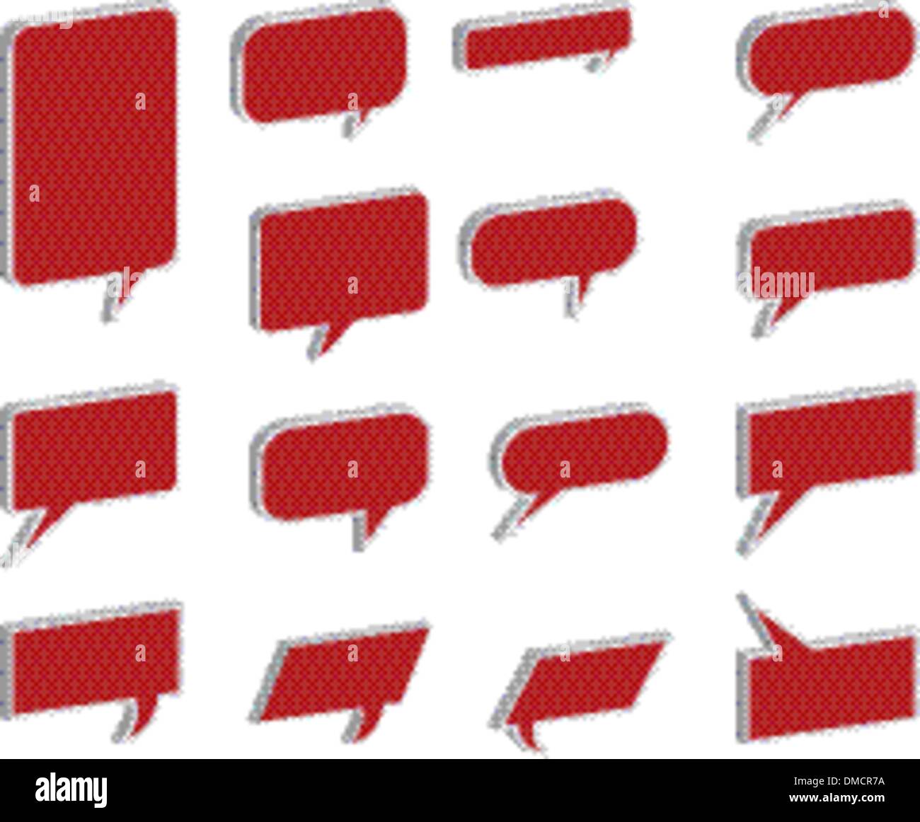 3D Speech And Thought Bubbles in red Stock Vector