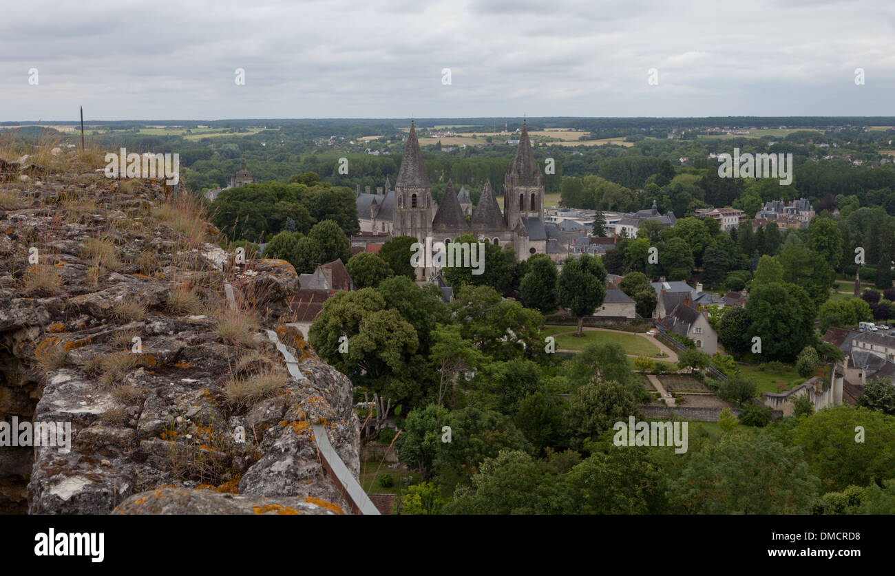 Loches, in the département of Indre-et-Loire in France. View from the top of the donjon (dungeon) Stock Photo