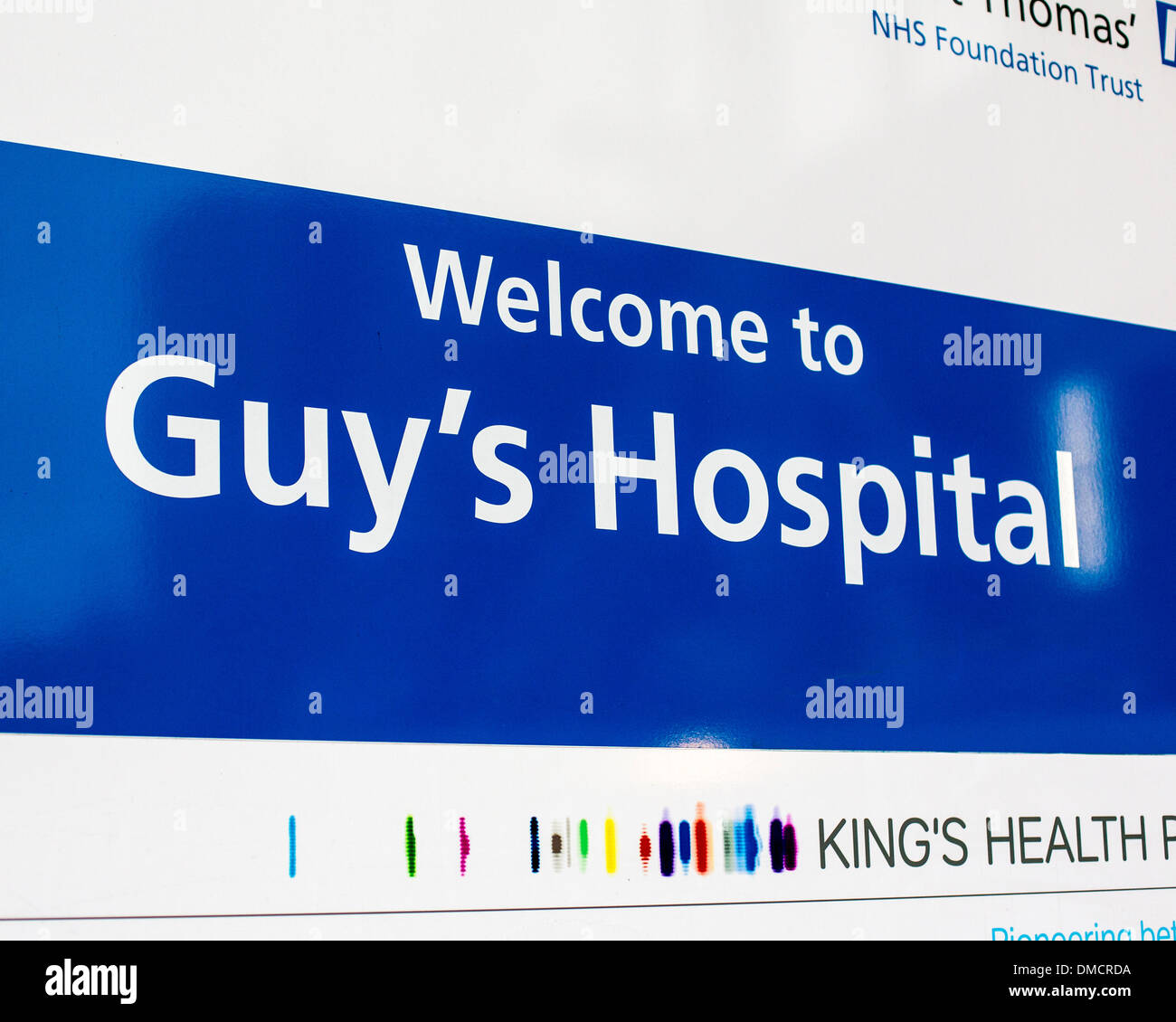 SIgn 'Welcome to Guy's Hospital' Stock Photo