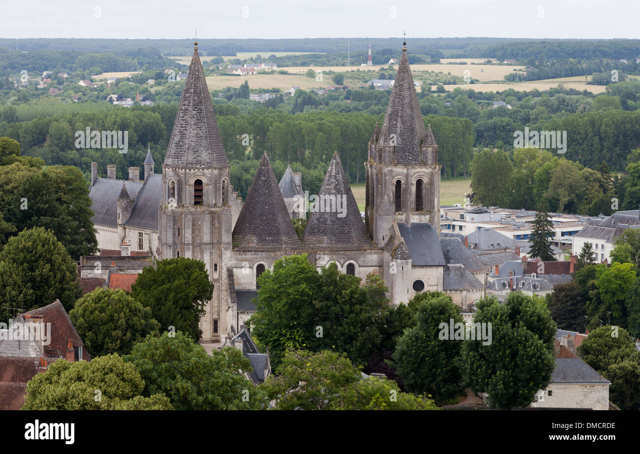 Loches, in the département of Indre-et-Loire in France. View from the top of the donjon (dungeon) Stock Photo