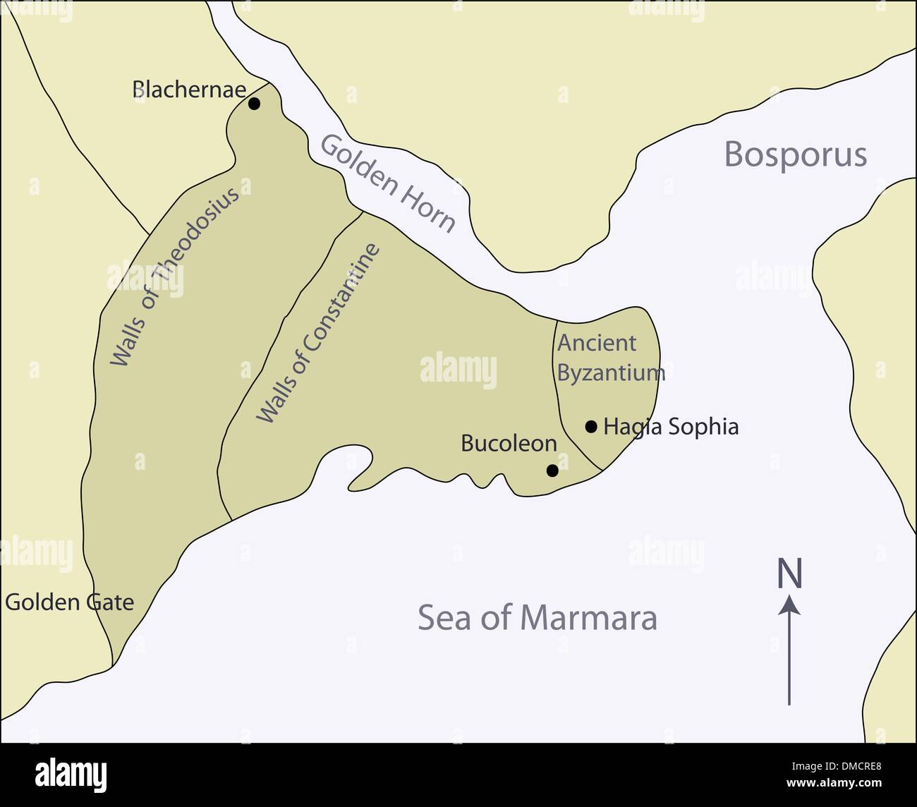 map of Ancient Byzantium Stock Vector