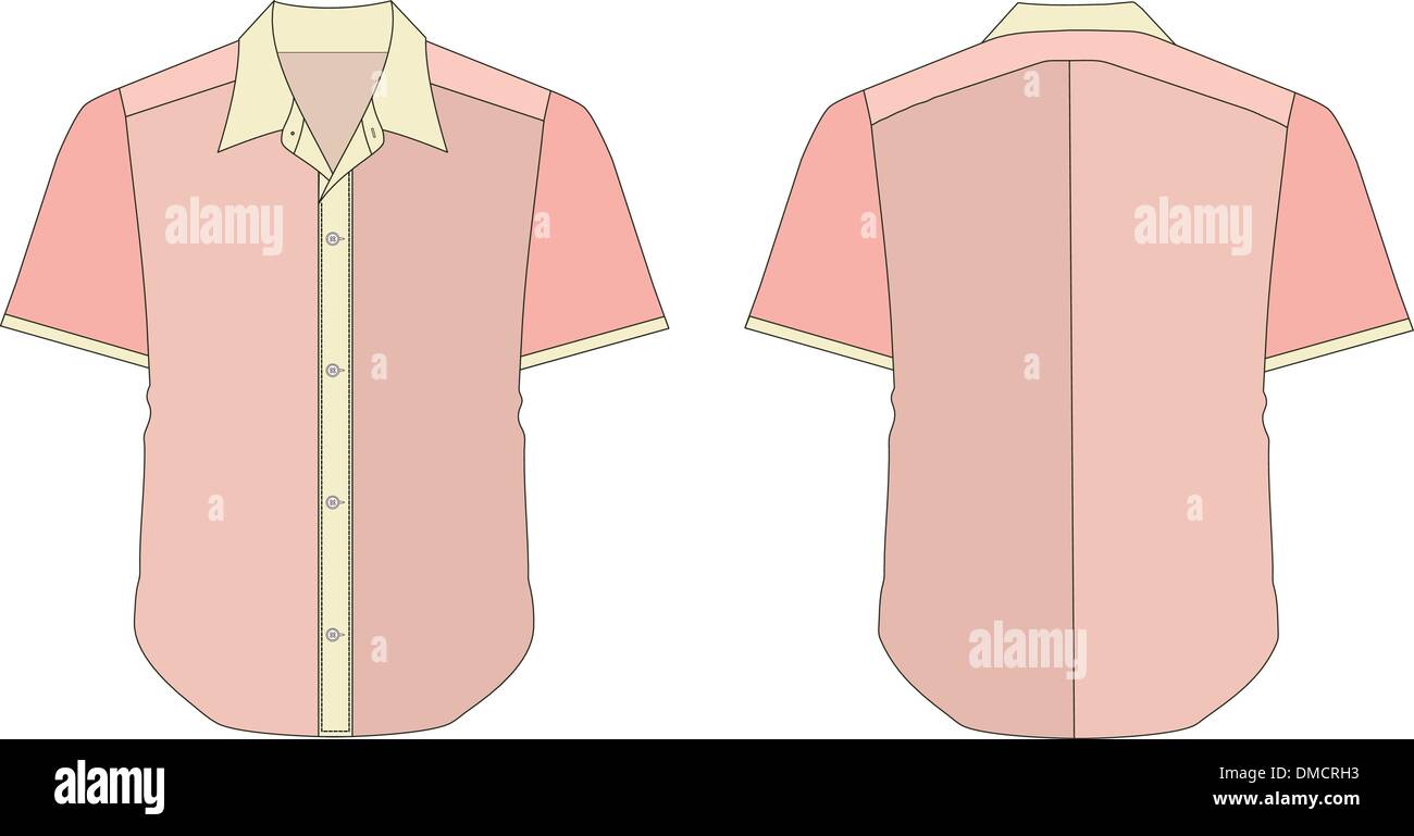 Collar Dress Shirt In Pink Red Color Tones Stock Vector