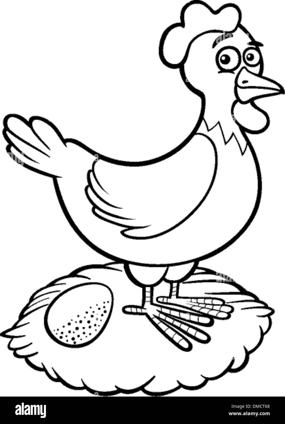 farm hen cartoon for coloring book Stock Vector Image & Art - Alamy