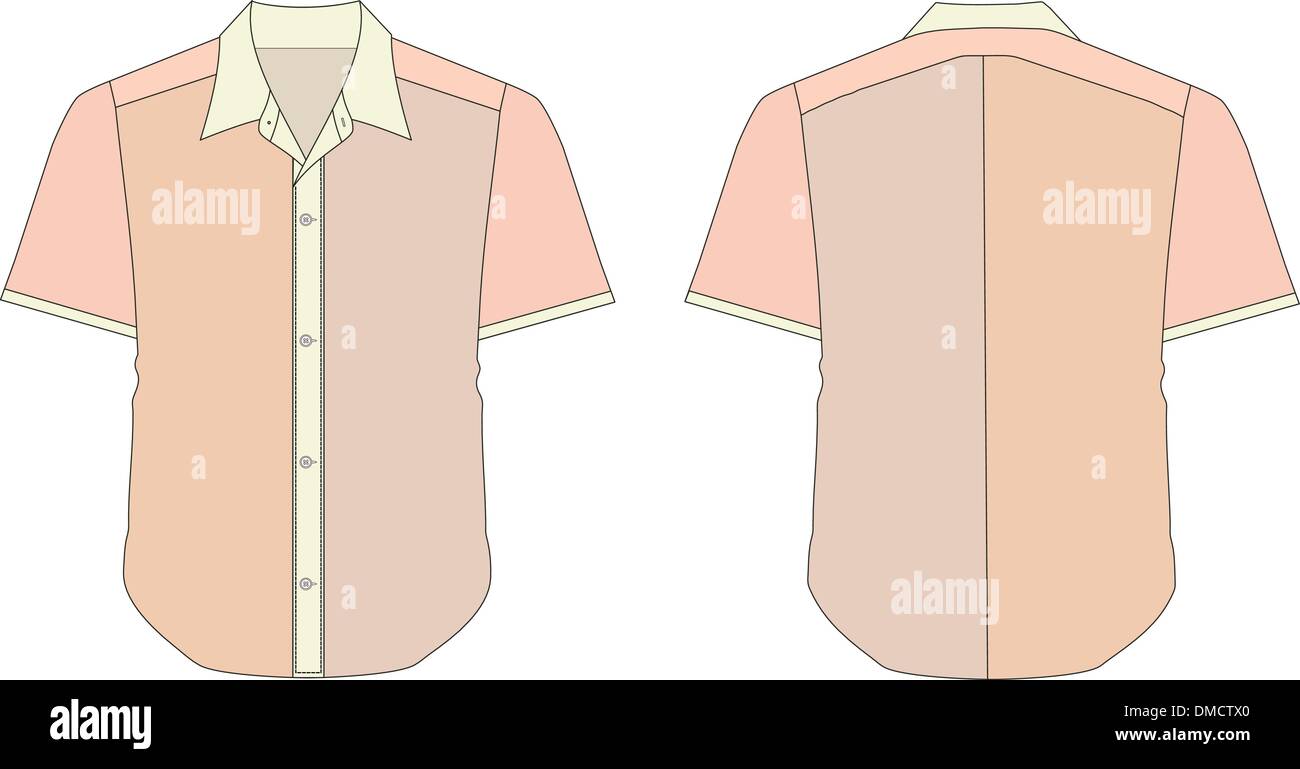 Collar Dress Shirt In Brick Color Tones Stock Vector
