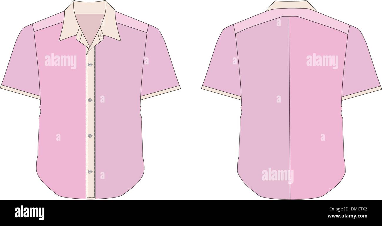 Collar Dress Shirt In Pink Color Tones Stock Vector