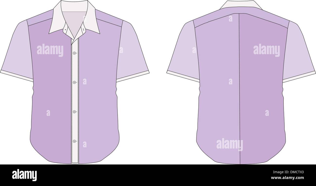 Collar Dress Shirt In Violet Color Tones Stock Vector