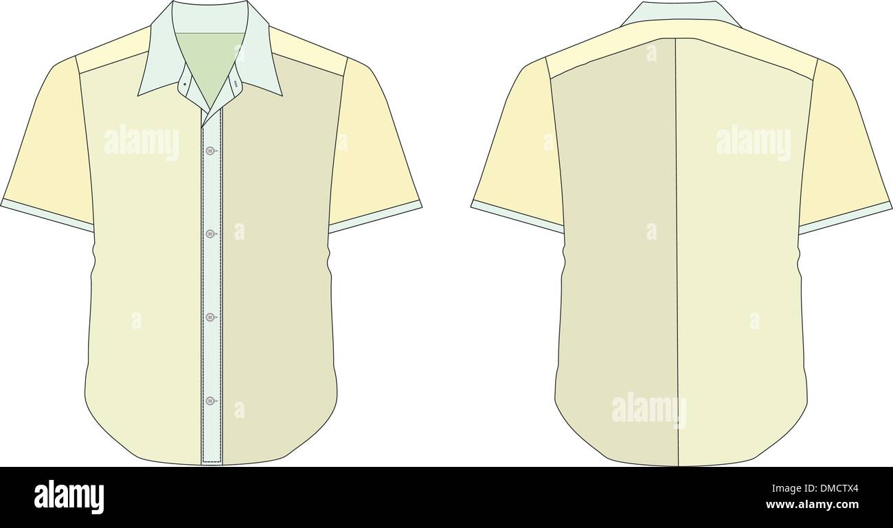 Collar Dress Shirt In Yellow Color Tones Stock Vector