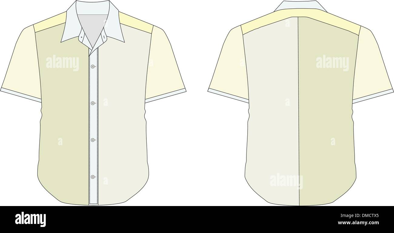 Collar Dress Shirt In Yellow Green Color Tones Stock Vector