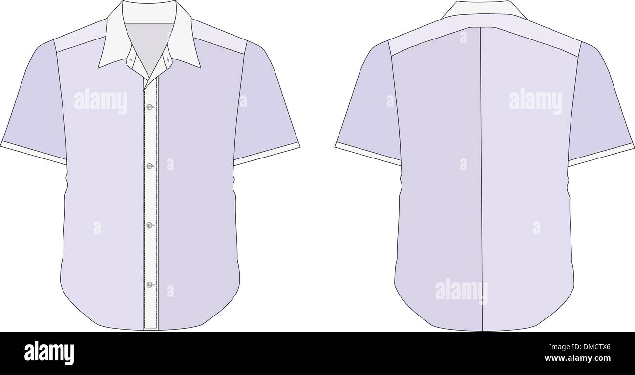 Collar Dress Shirt In Blue Color Tones Stock Vector