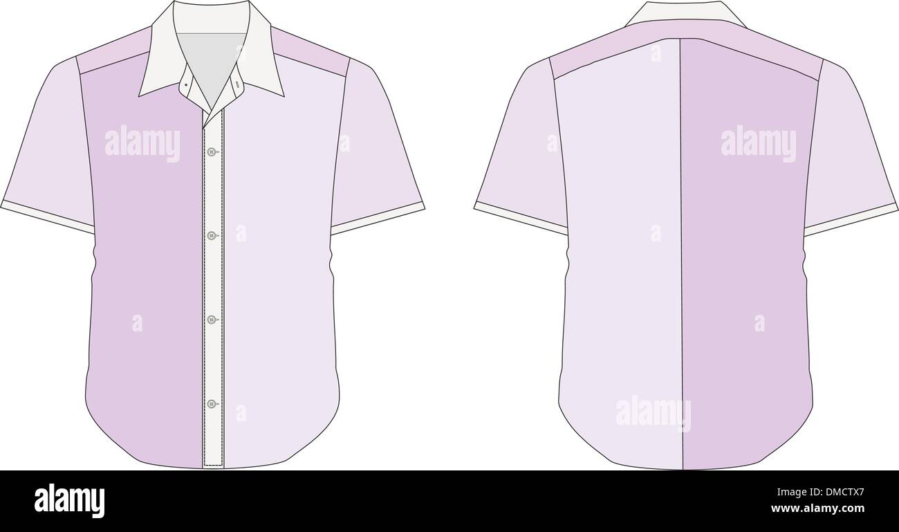 Collar Dress Shirt In Purple Color Tones Stock Vector