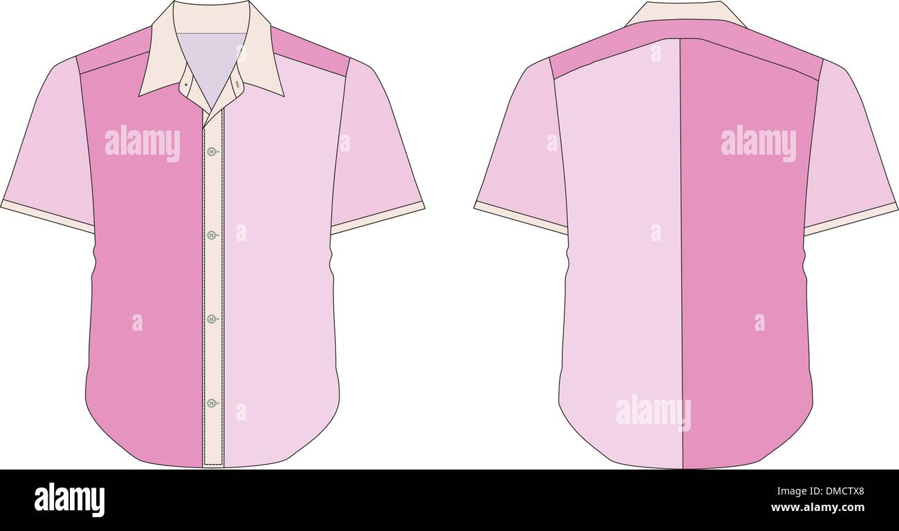 Collar Dress Shirt In Pink Color Tones Stock Vector