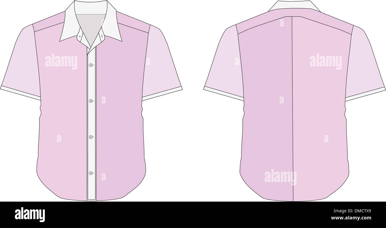 Collar Dress Shirt In Pink Color Tones Stock Vector