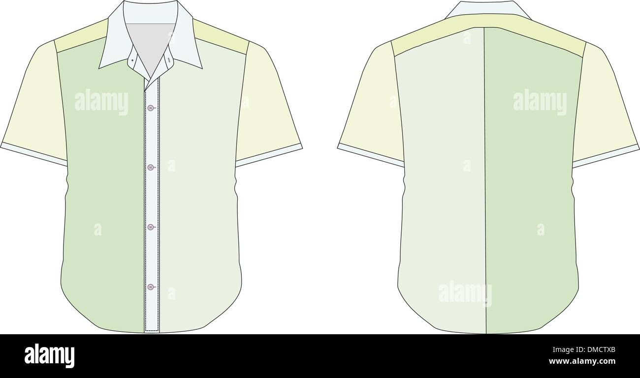 Collar Dress Shirt In Green Color Tones Stock Vector