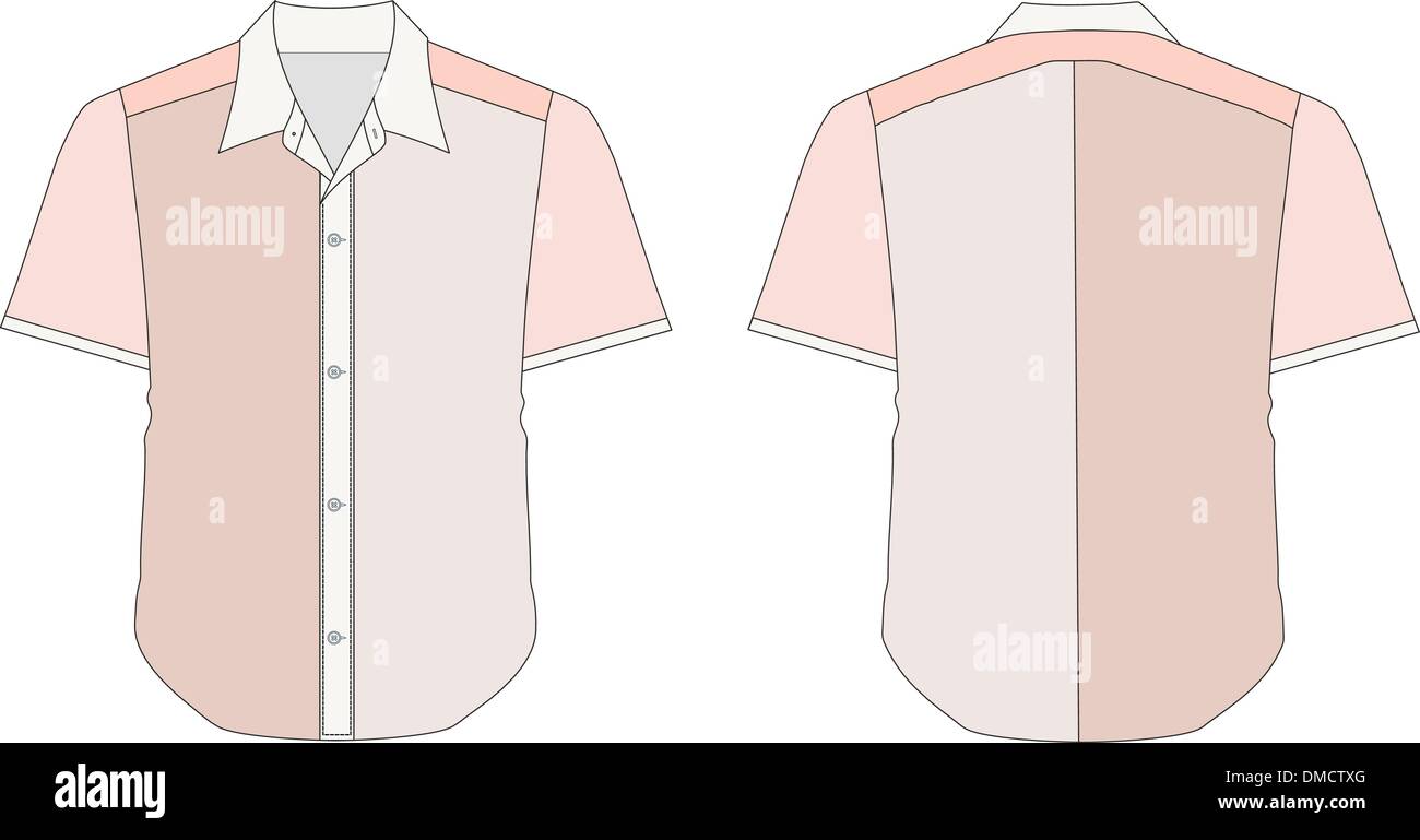 Collar Dress Shirt In Red Color Tones Stock Vector