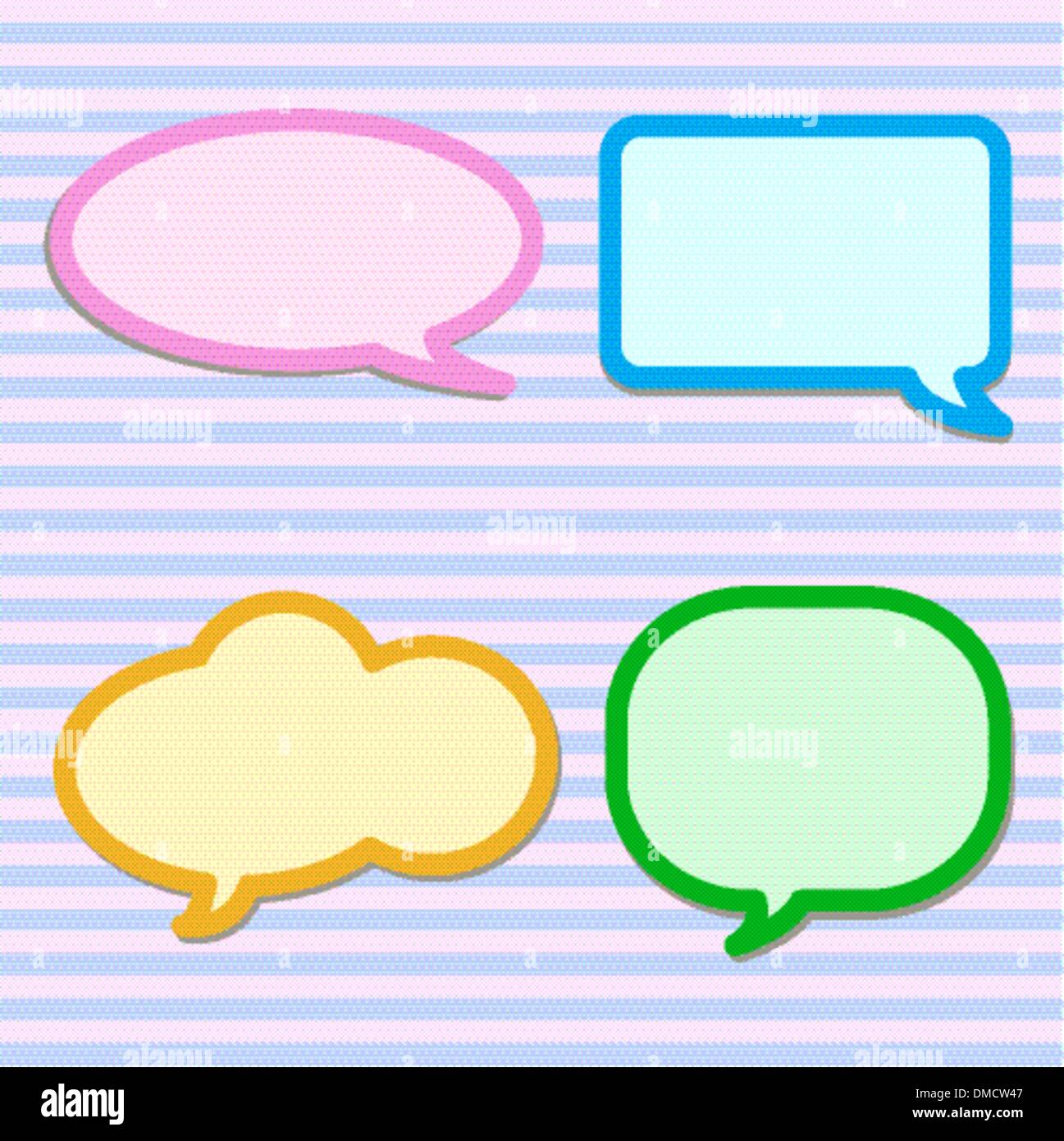 Thought Bubbles on Pink and Blue Striped Pattern Stock Vector