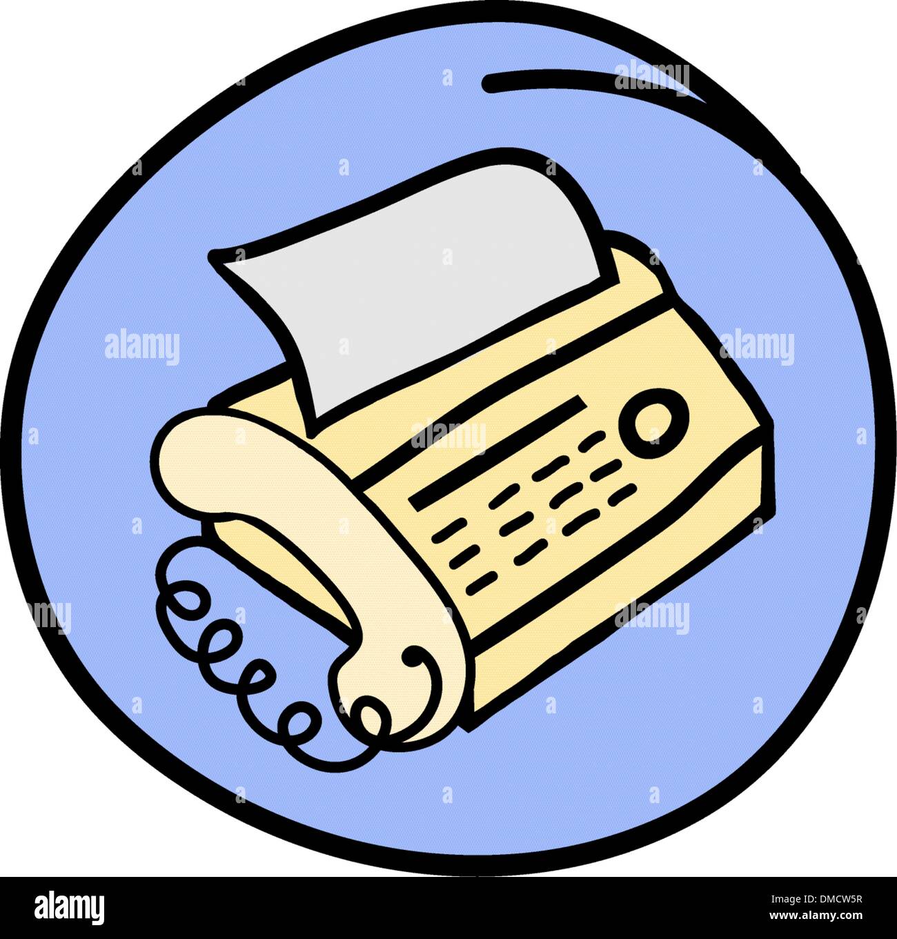 A Fax Telephone on Round Blue Background Stock Vector