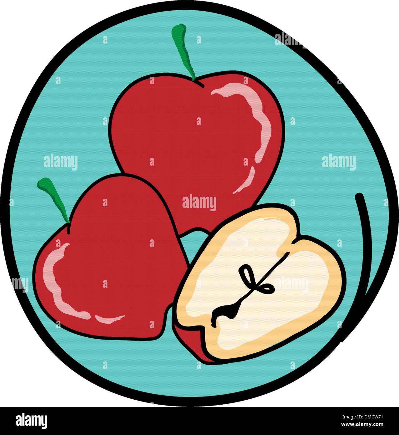 Three Red Apple on Round Green Background Stock Vector Image & Art Alamy