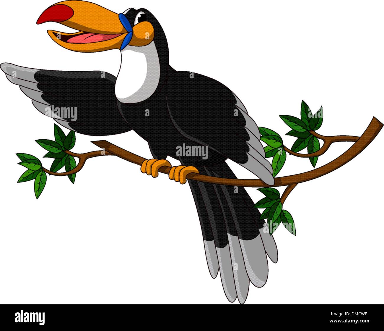 cute toucan sitting on tree Stock Vector