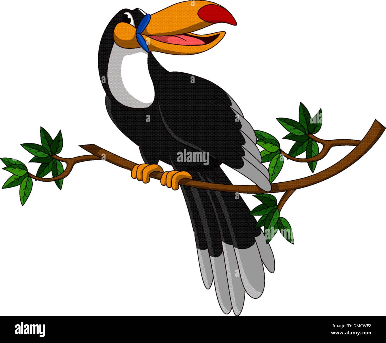 cute toucan sitting on tree Stock Vector