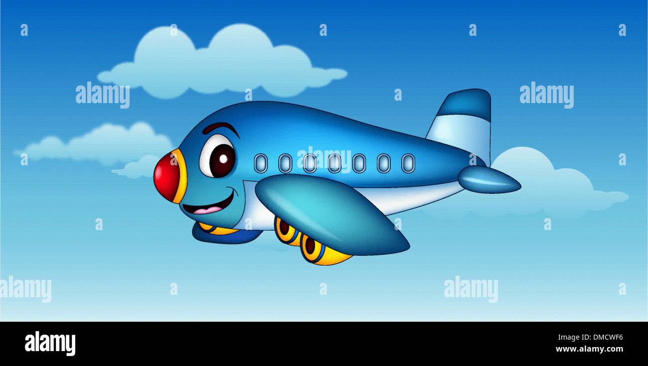 Cartoon airplane flying hi-res stock photography and images - Alamy