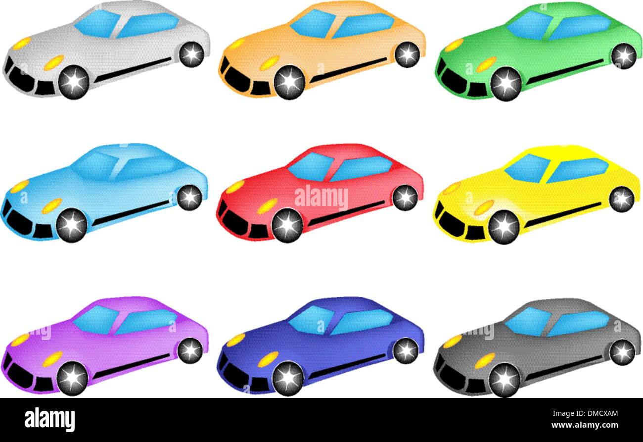 Colorful Illustration Set of Sports Car Icon Stock Vector