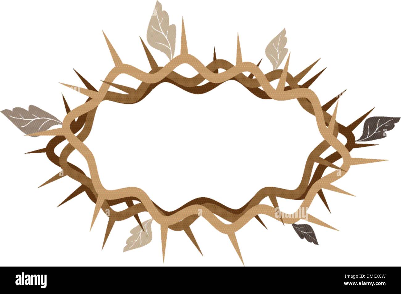 A Crown of Thorns with Dried Leaves Stock Vector