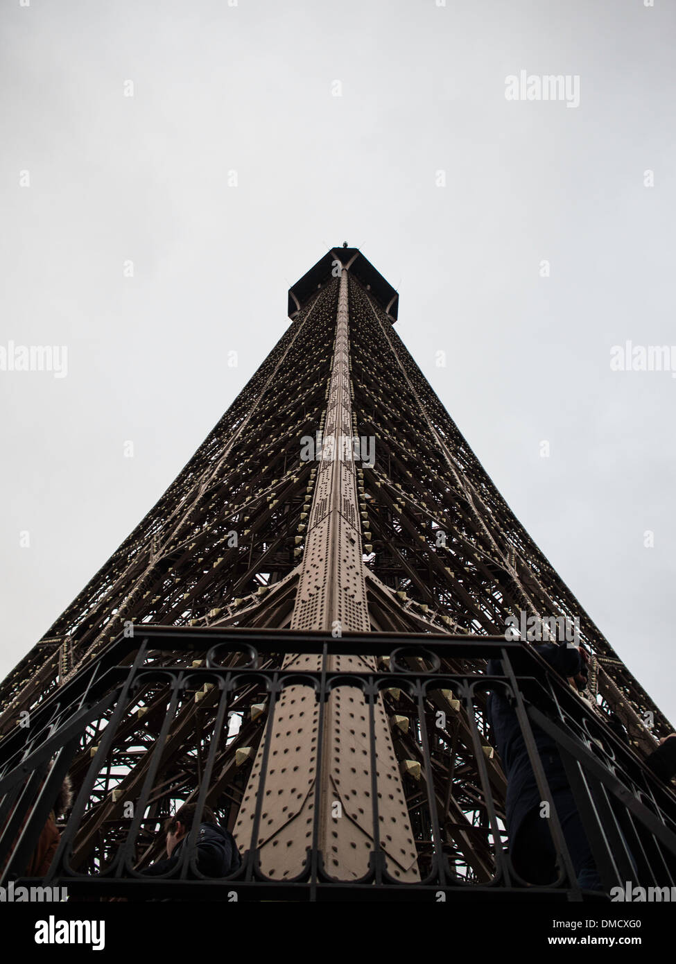 Eiffel tower structure view from side upwards Stock Photo