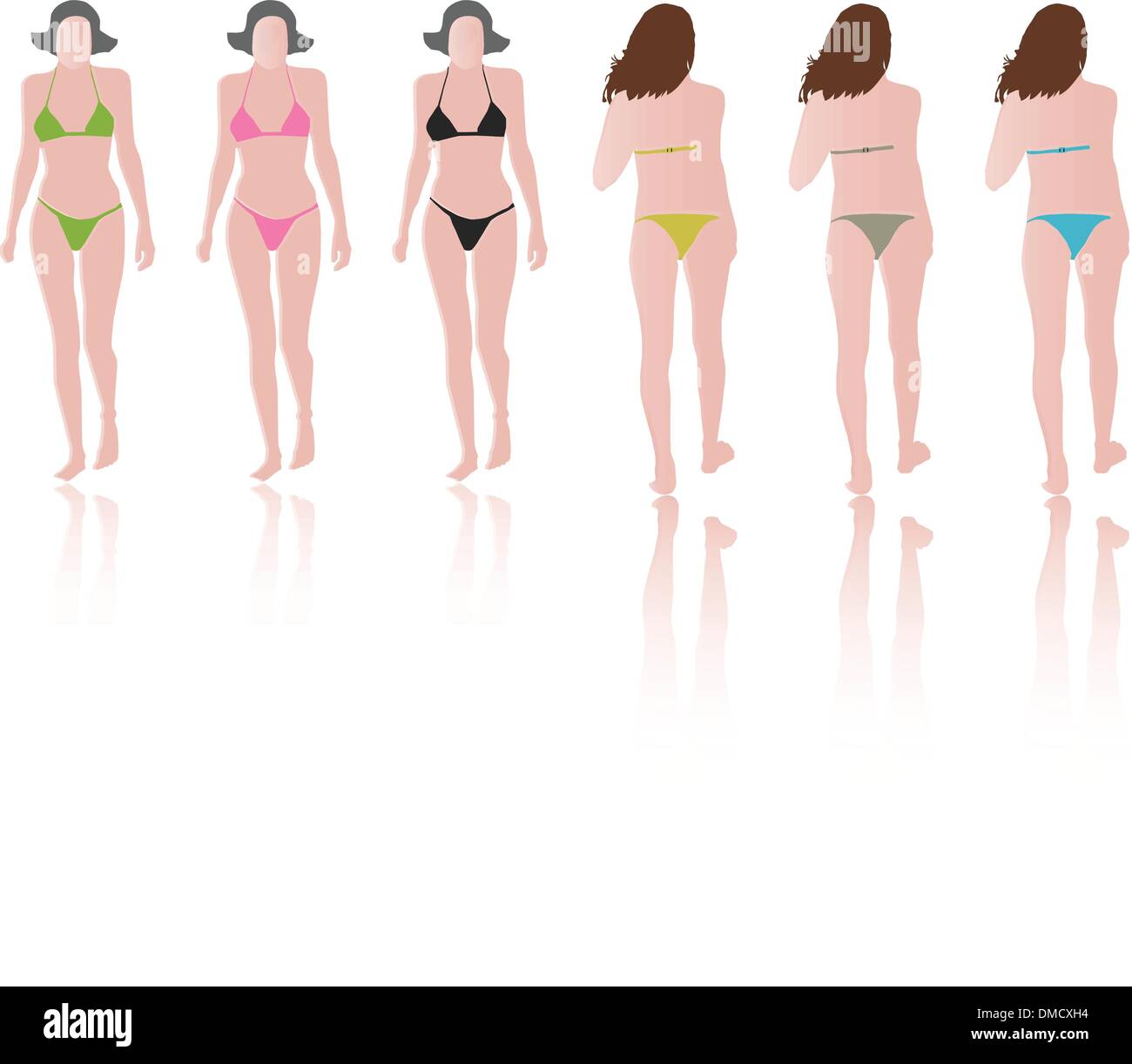 fashion models with bikinis on runway Stock Vector