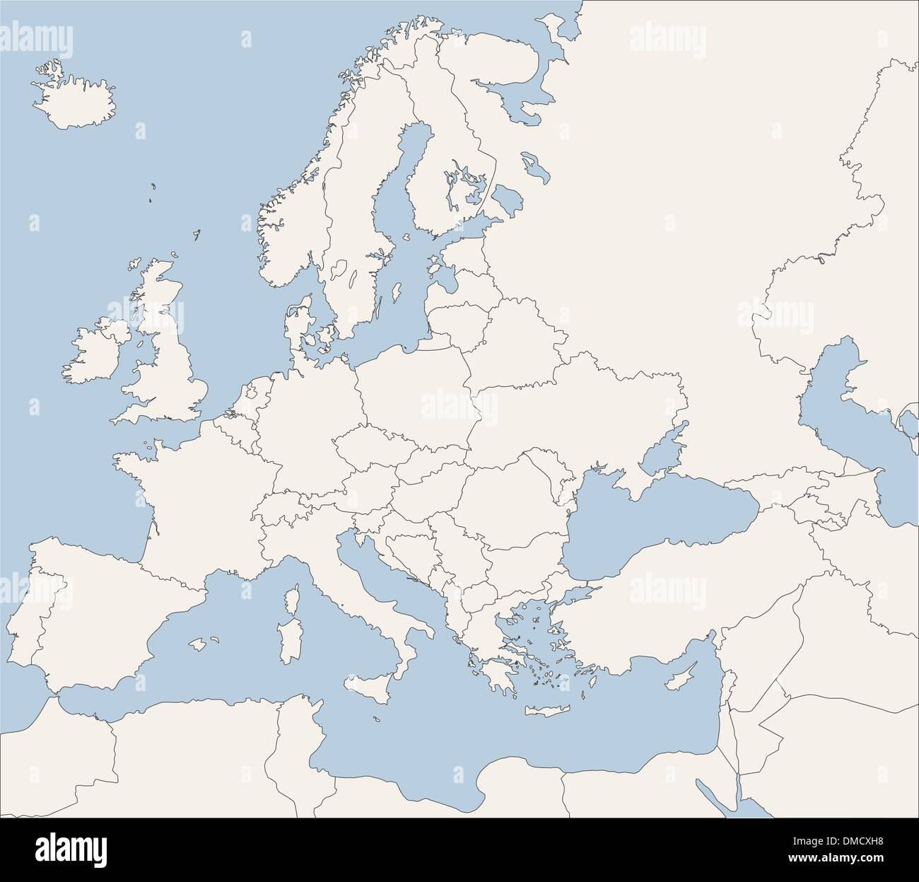 Map of European Countries Stock Vector