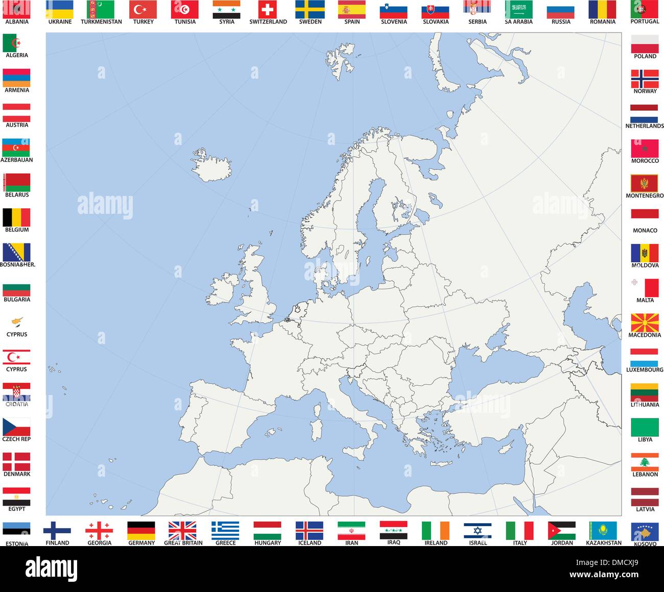 blank map of Europe Stock Vector