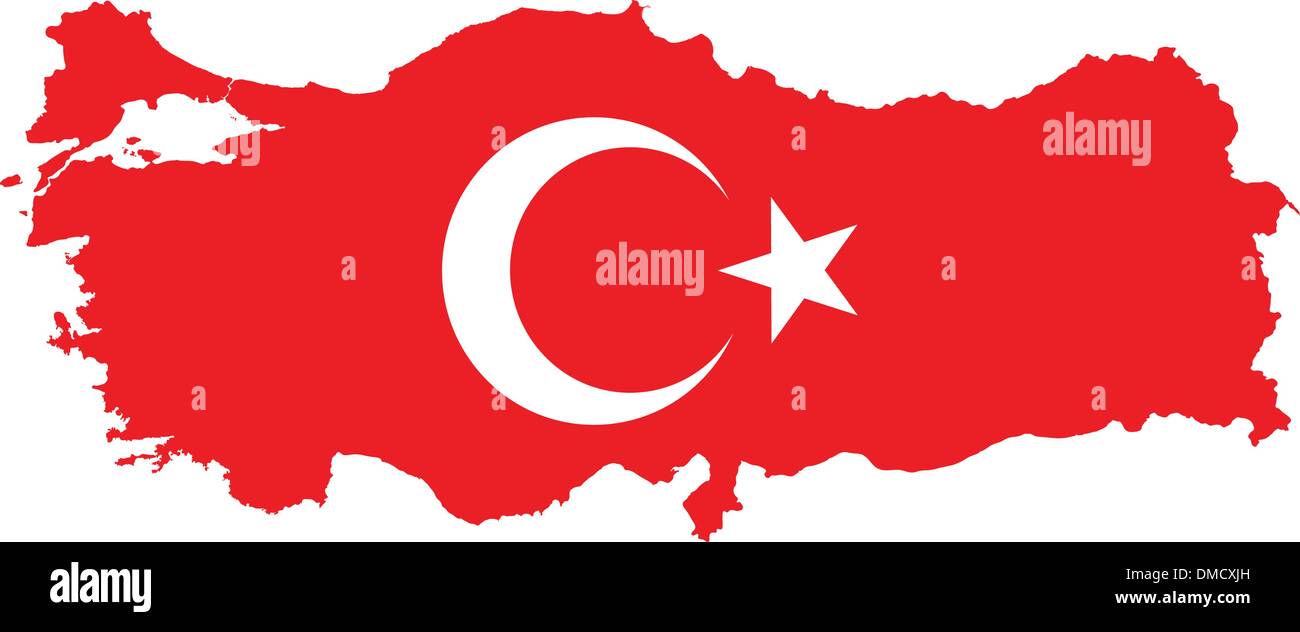 Turkey Map with Turkish Flag Stock Vector