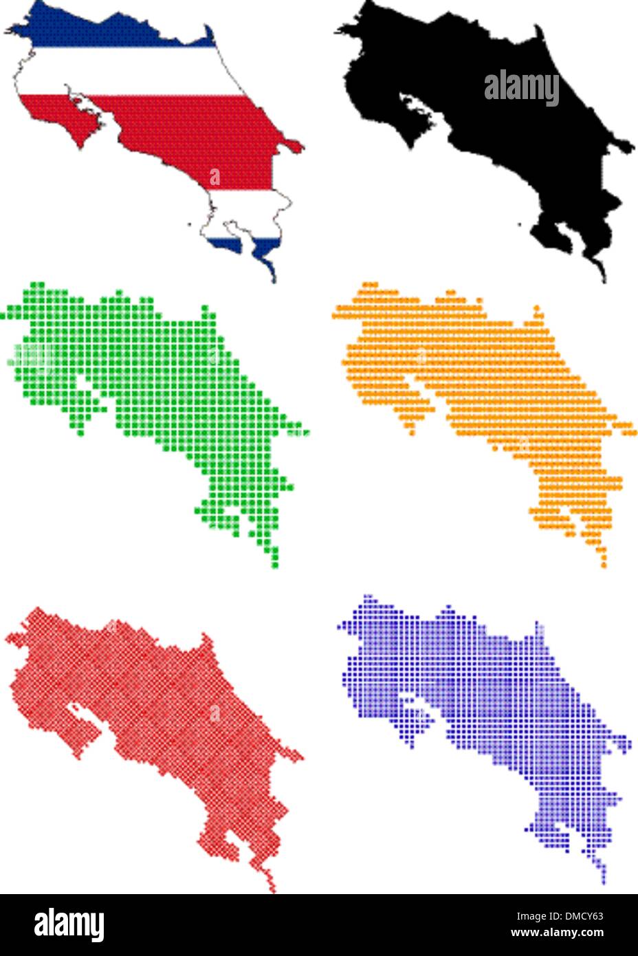 Map of costa rica with flag vector illustration hi-res stock ...