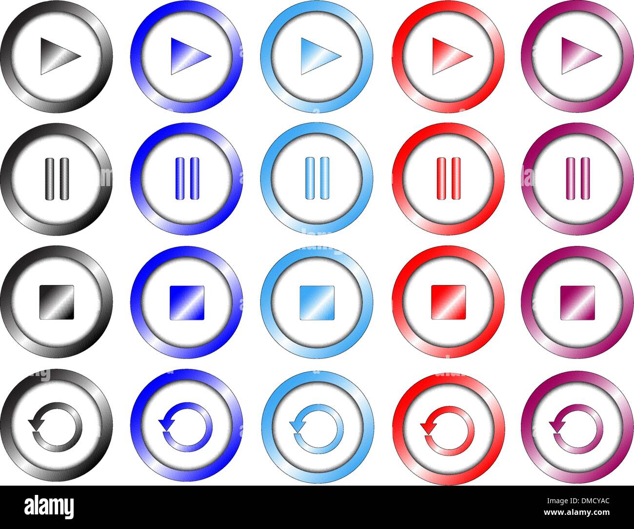 Set of multimedia colored buttons Stock Vector Image & Art - Alamy
