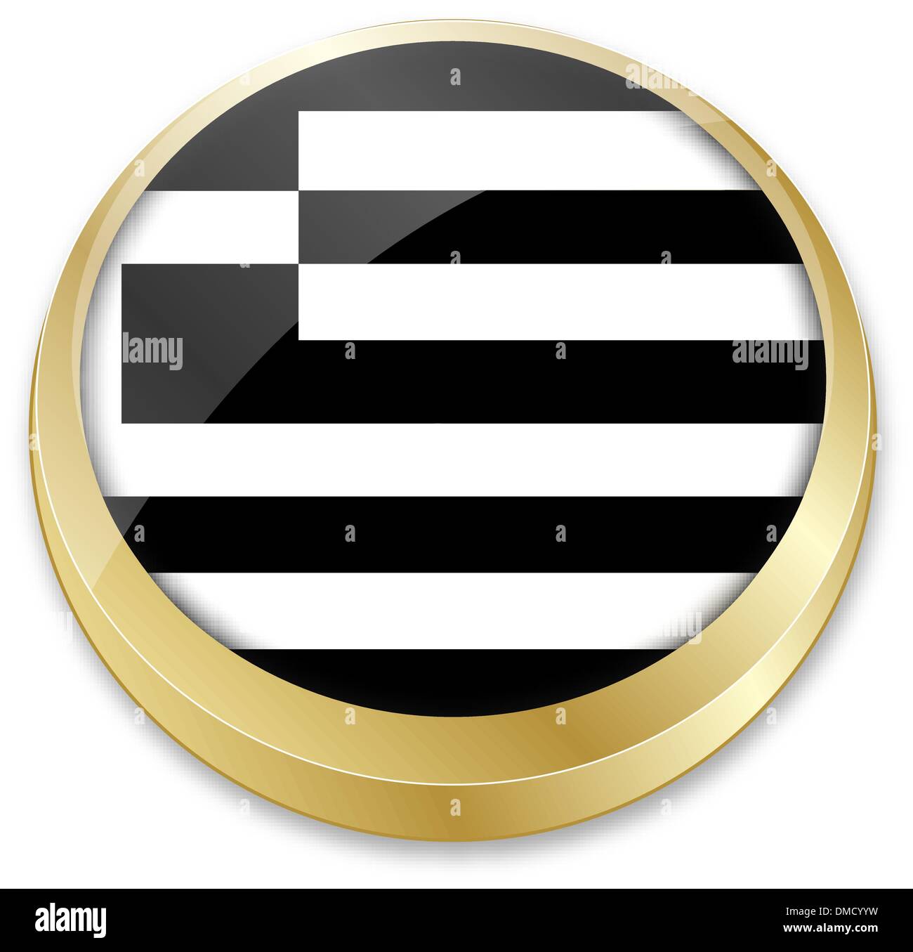 flag of greece in button shape Stock Vector