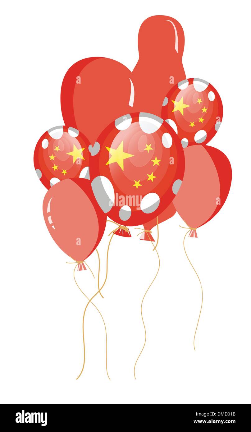vector illustration of red balloon of chinese flag with white spots Stock Vector