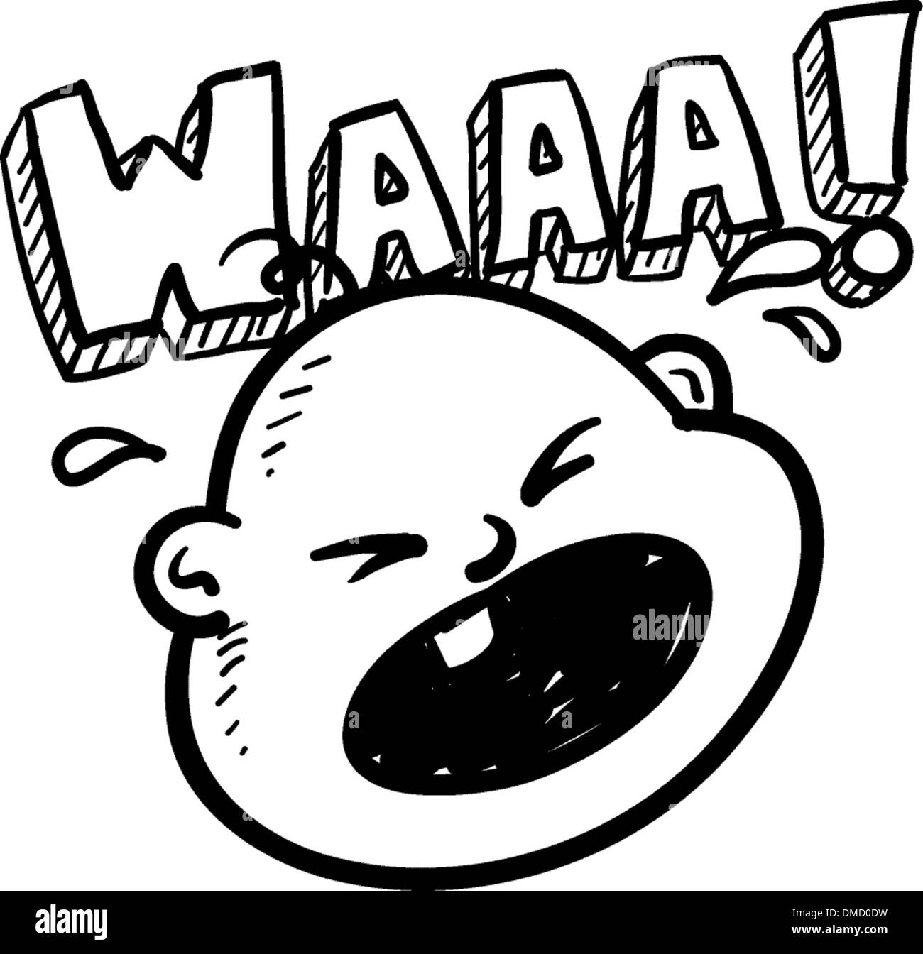 Crying baby sketch Stock Vector