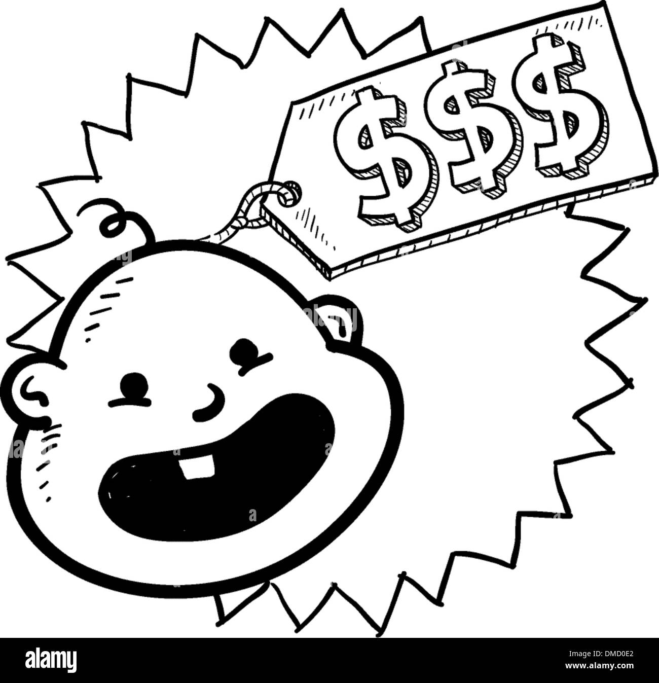 Babies are expensive sketch Stock Vector