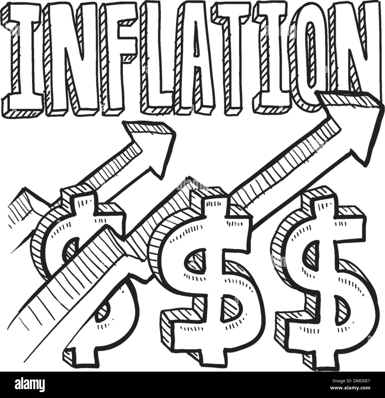 Inflation increasing sketch Stock Vector