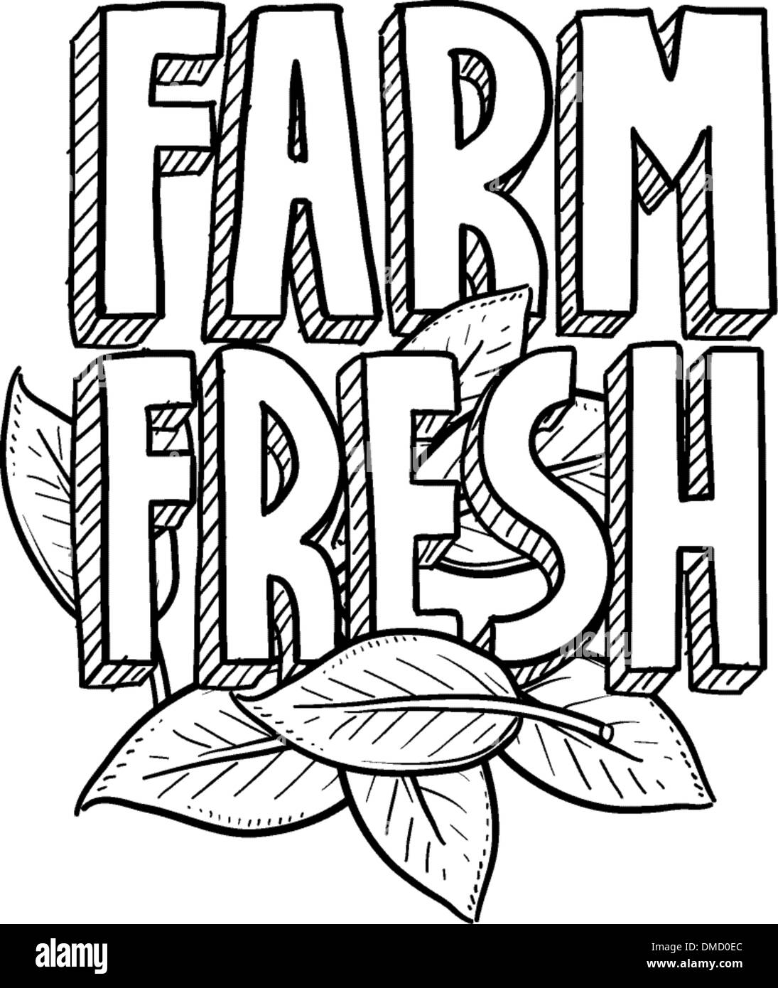 Farm fresh food sketch Stock Vector