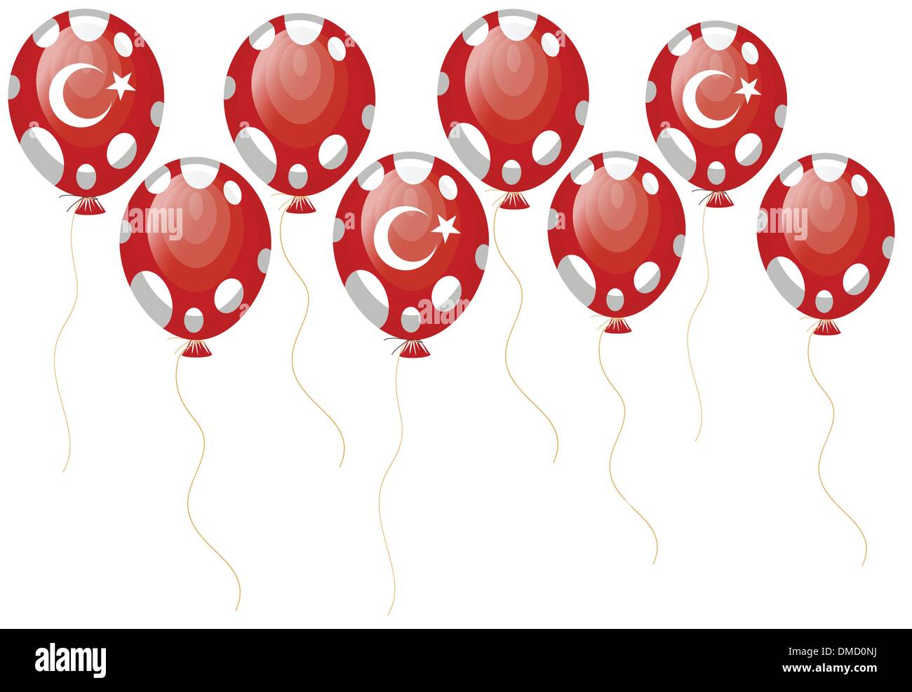 red balloons of turkish flag Stock Vector