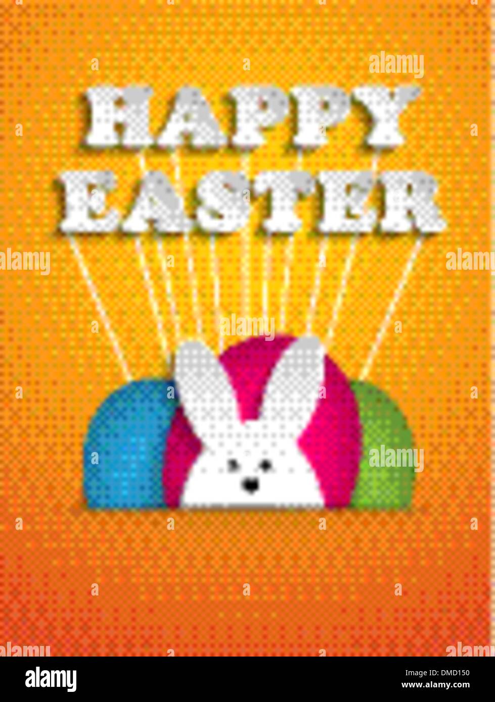 Happy Easter Rabbit Bunny on Orange Background Stock Vector Image & Art ...