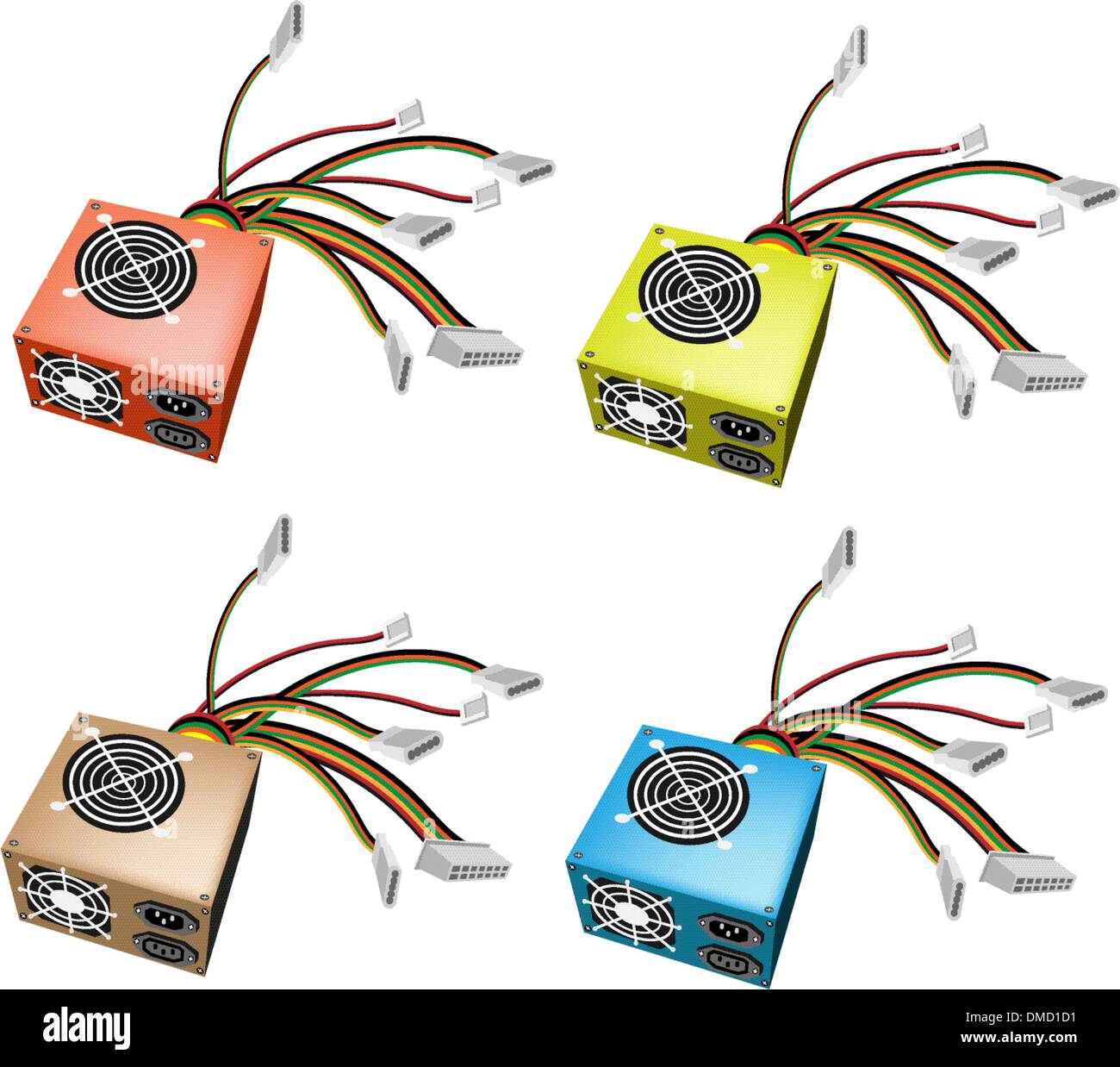 Colorful Illustration Set of Power Supply Box Stock Vector