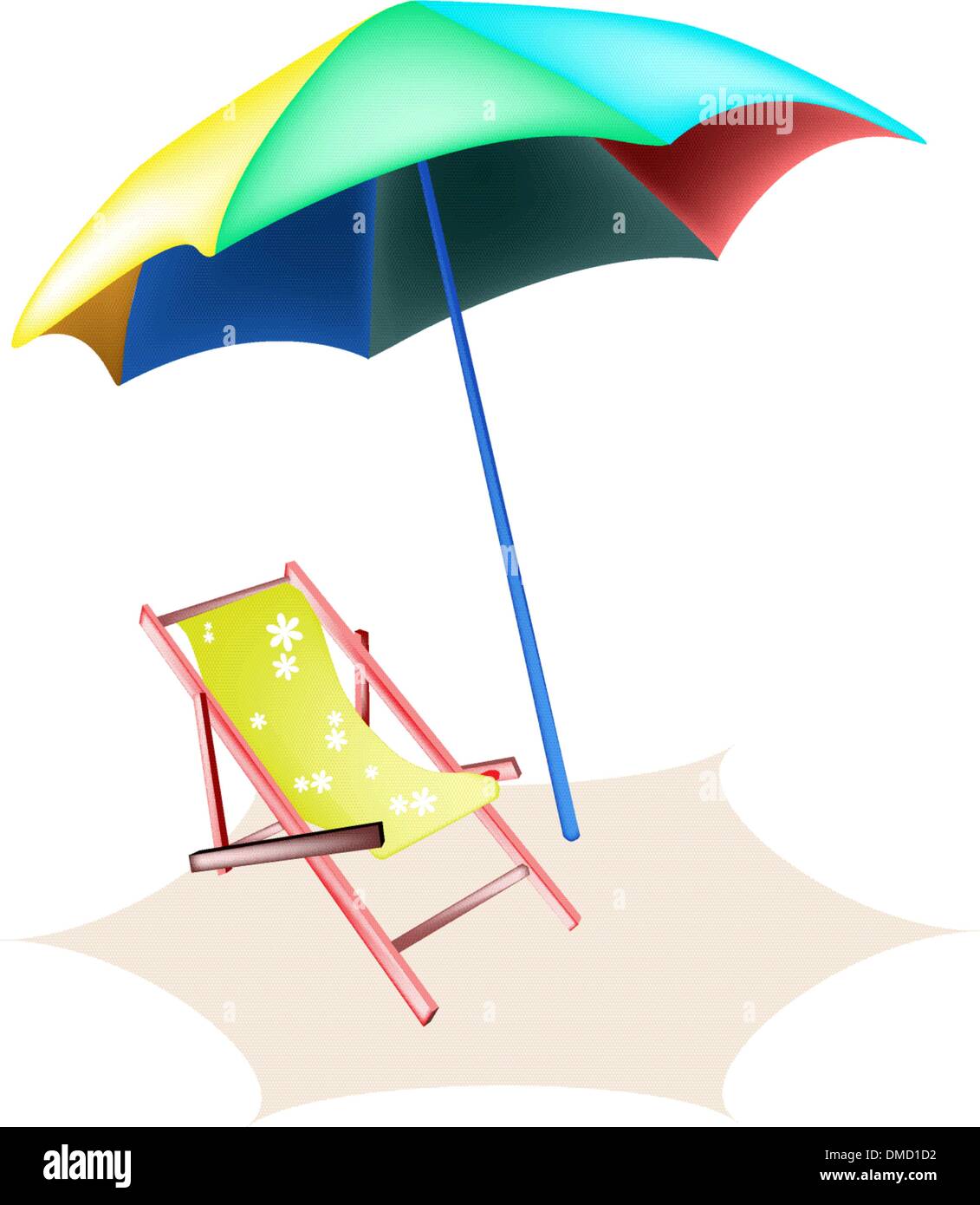 Illustration of Beach Chair and Colorful Umbrella Stock Vector Image ...