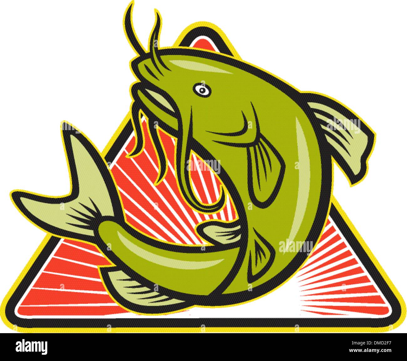 Catfish Fish Jumping Cartoon Stock Vector