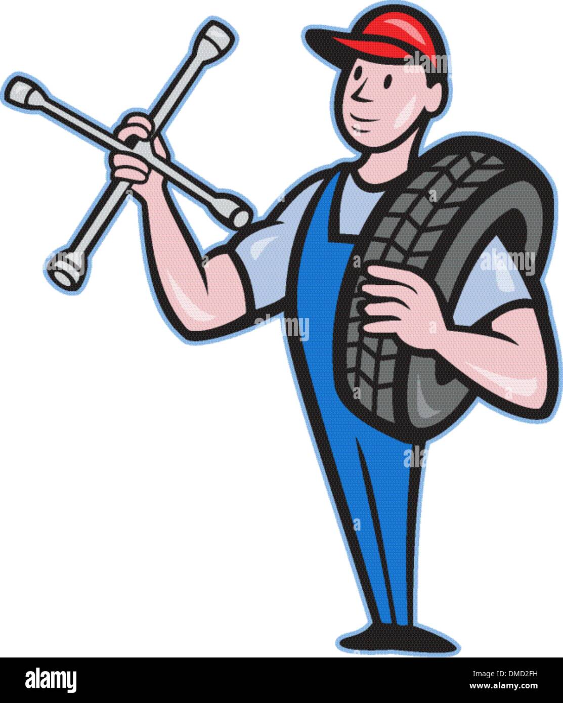 Mechanic With Tire Socket Wrench And Tire Stock Vector Image & Art Alamy